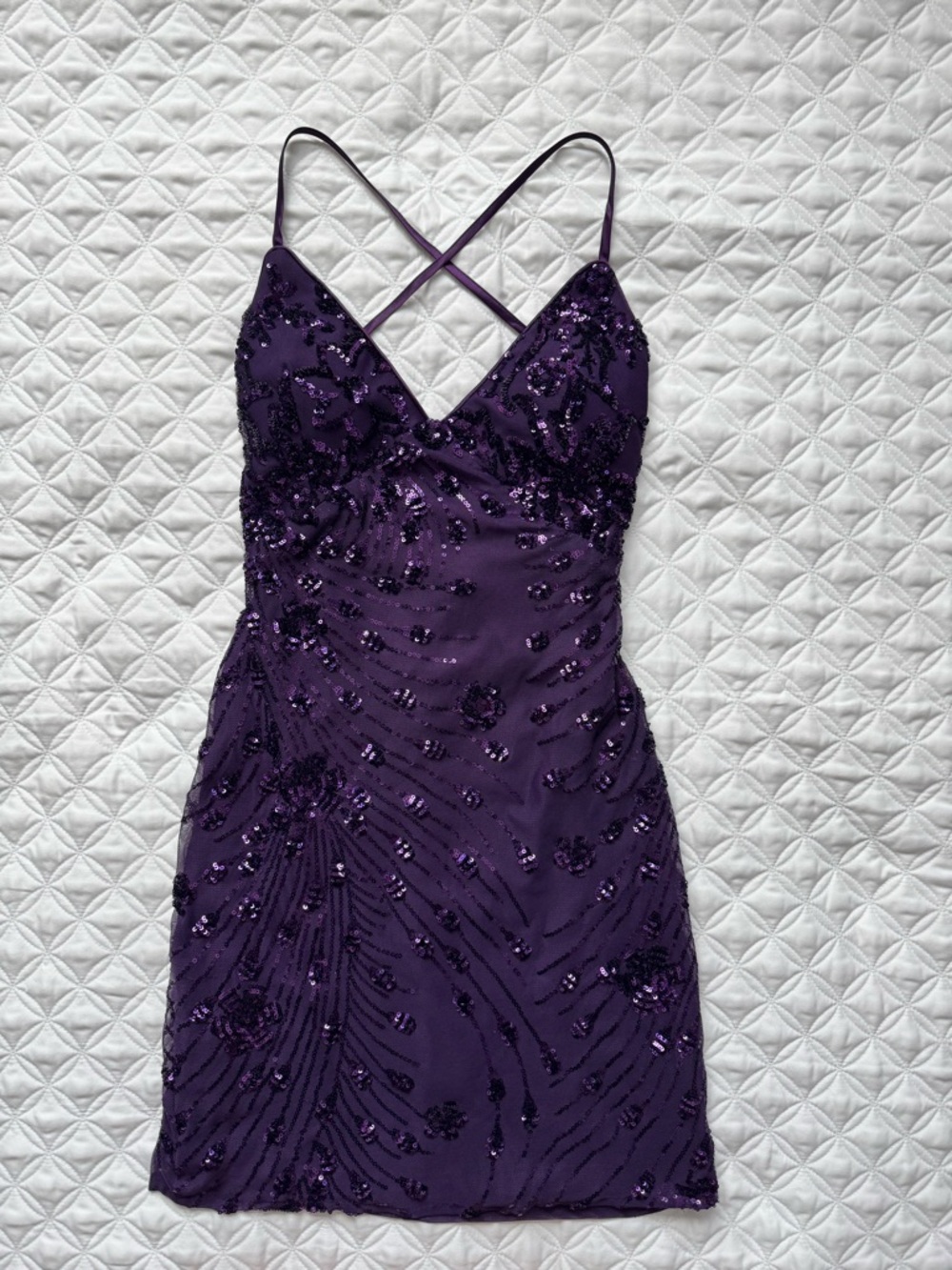 Lulu's Purple Keep Glowing Sequin Lace-up Bodycon Mini Dress Sz XS